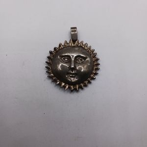 Signed Sergio Bustamante Sterling Sun Face Pendant